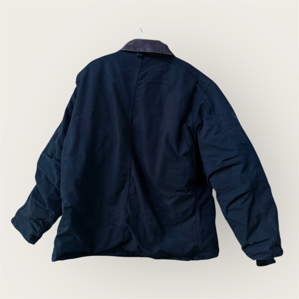 Carhartt black Jacket with brown corduroy Collar xxl long fit possibly vintage - Picture 2 of 6